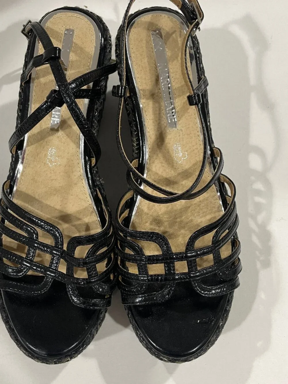 Maria Mare Black Cage Strappy Platform Wedge Sandals Womens 9.5 (EU 40) Espadril